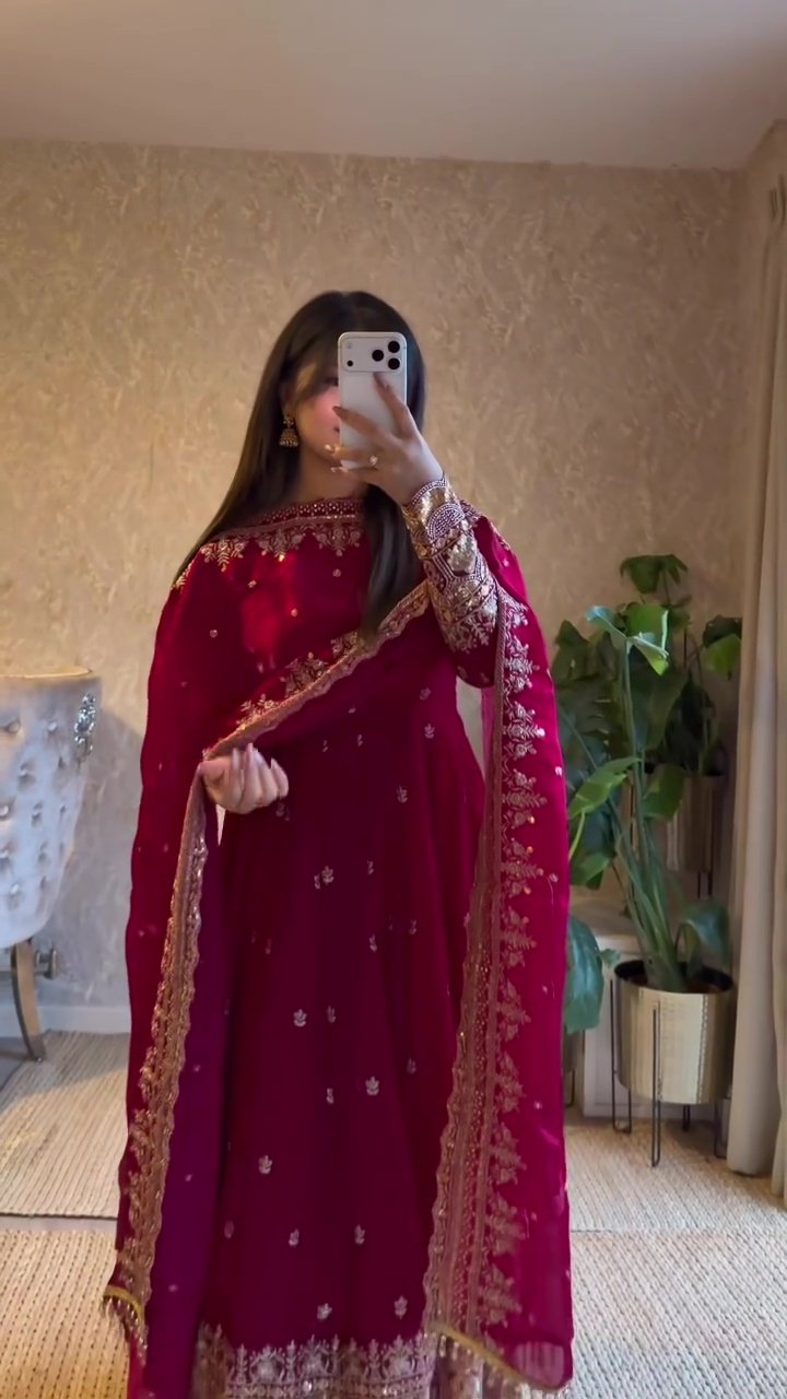Women's Premium Embroidered Anarkali Suit Set with Dupatta | Party Wear | XXS–XXL