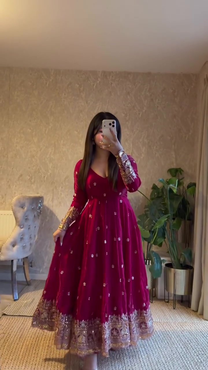 Women's Premium Embroidered Anarkali Suit Set with Dupatta | Party Wear | XXS–XXL